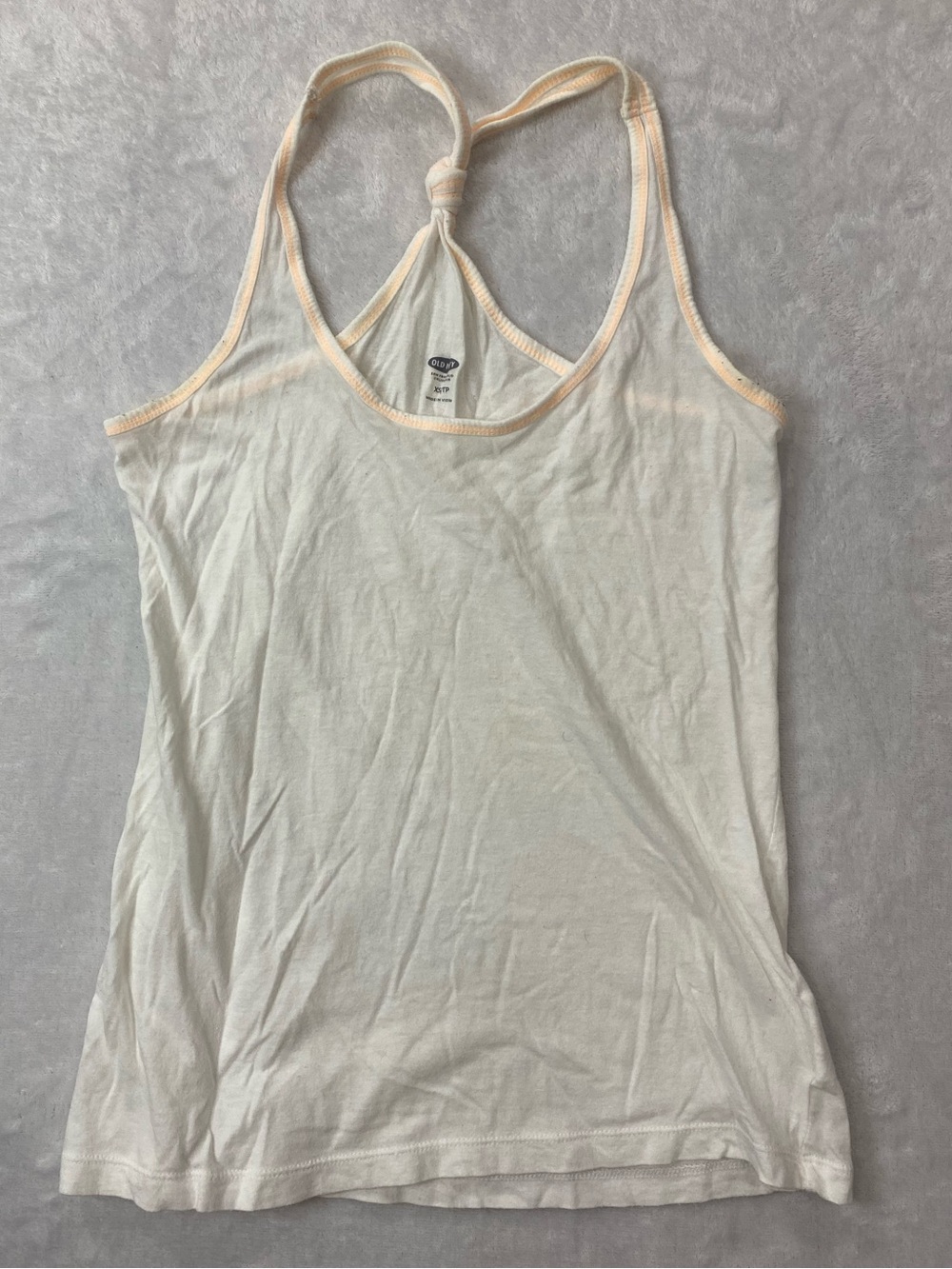 Old Navy Women's White w/ Peach Trim Racerback Tank Top - (XS)